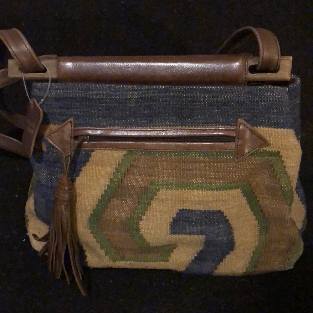 Wool and leather purse